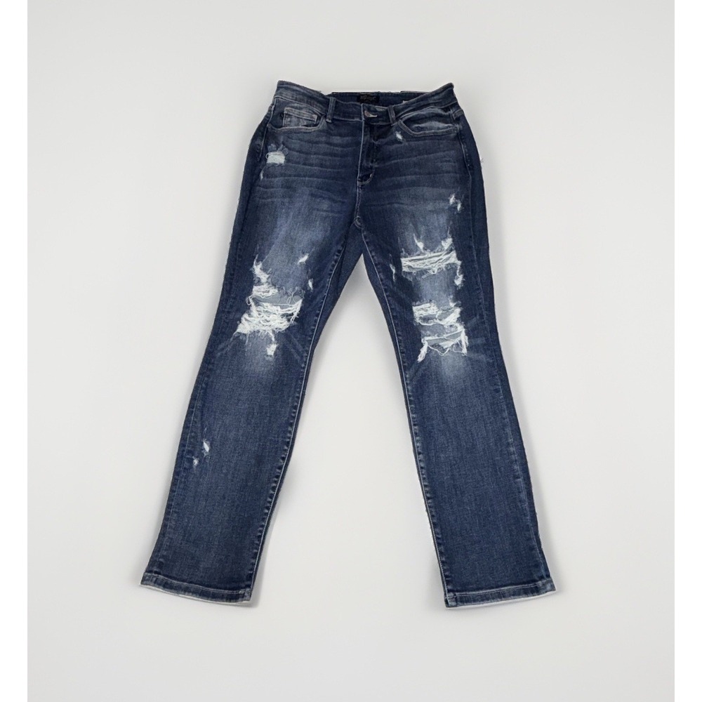 Judy Blue Boyfriend Distressed Jeans Size 16W Medium Wash Blue Stretch 34x29